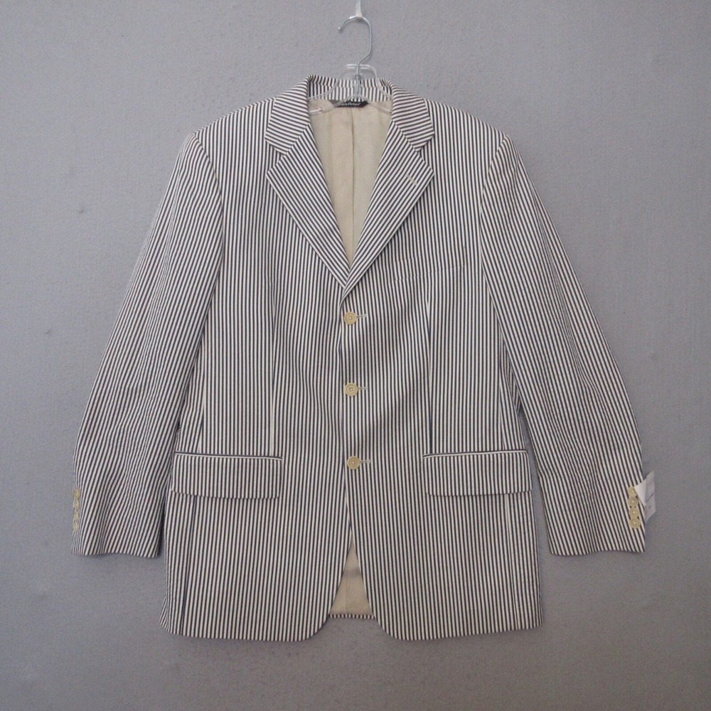 The J. Peterman Company Blazer Men 40R Blue Striped Academia Preppy Portugal NWT